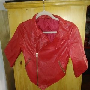 Red Leather Short Jacket